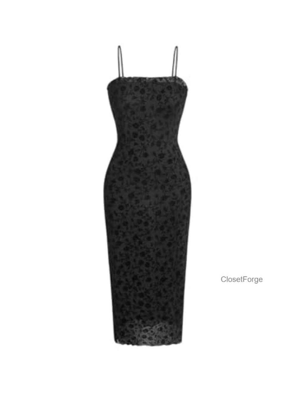 Sleeveless Bodycon Cami Dress with Open Back Mesh Overlay